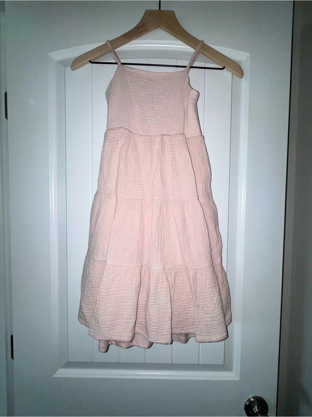 Girls' Pink Tiered Sundress - Lightweight Spaghetti Strap Dress
